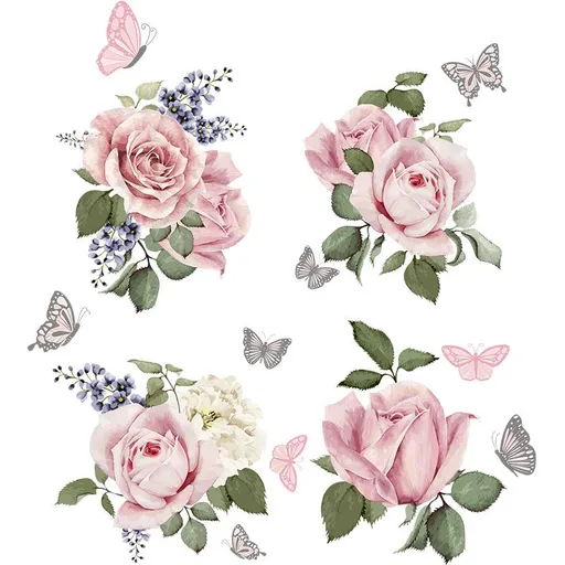 Peony Rose Wall Decals Pink Flower Wall Stickers Floral Wall Art Decor for Living Room Bedroom Sofa TV Wall Decoration