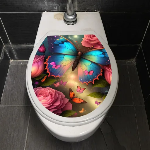 Toilet Seat Cover Sticker Toilet Lid Decal Bathroom Decorative Stickers (Cool Butterflies) maintain a easier posting, smooth