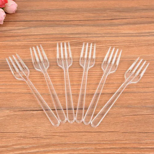 Disposable Plastic Forks 100 Pack, Heavy Duty Single Use Cutlery for Party Picnic Takeaway Catering-Clear