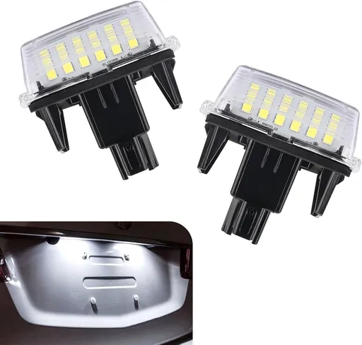 2 PCS Car LED License Plate Lights, 18-SMD High Brightness Non-flickering Bulb, Lighting Assembly OEM# 8127006030 812700D120, Compatible with Camry Yarisl Prius C Avalon Highlander (White)