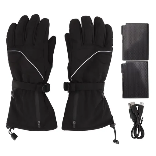 Electric Heated Gloves Battery Powered Heating Thermal Gloves Rechargeable Winter Warm Skiing Gloves for Men Women XL