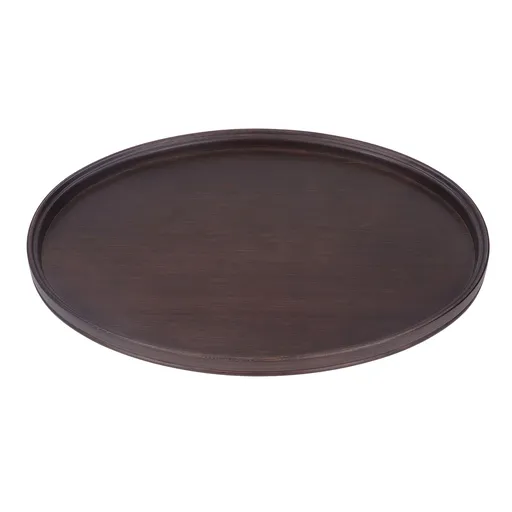 Bamboo Round Tray Multipurpose Decorative Tea Serving Tray for Serving Beverages and Food Walnut Color