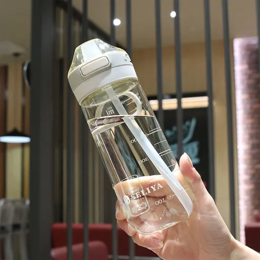Straw Water Bottle, Water Bottle Cup for Kids/Toddlers Ages 3+ Spill Proof Leak Proof, Water Bottles Great for School Sports Daycare & Camp White