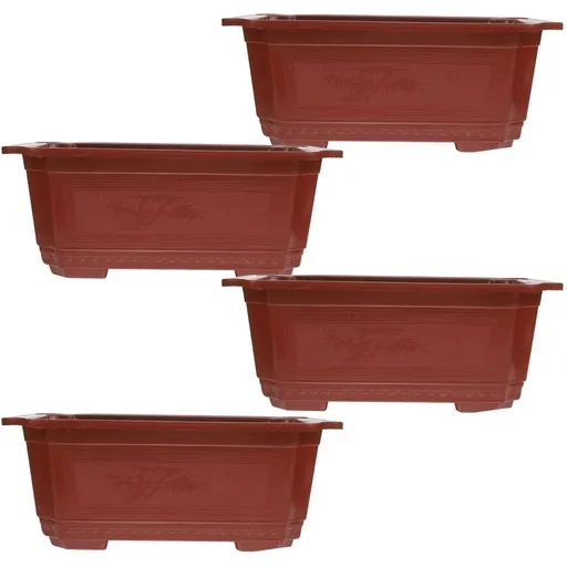 4-Pack Rectangular Garden Flower Pots with Water Drainage Holes for Home and Outdoor Decoration 11.0 x 7.5 x 4.1 Inches
