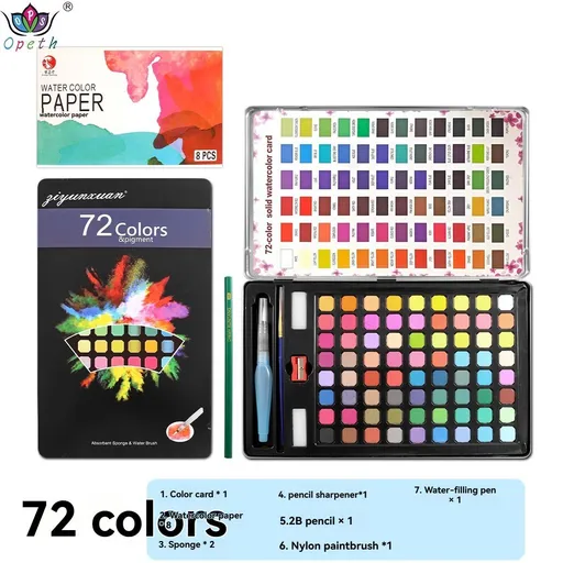 solid watercolor paint set, 48 colors watercolor, 60 colors watercolor, 72 colors watercolor, complete watercolor kit, watercolor painting accessories, art supplies Australia, portable watercolor set, beginner watercolor set, professional watercolor