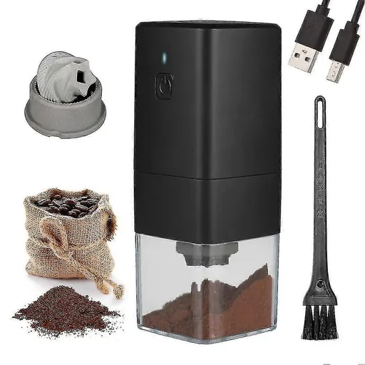 Portable Electric Coffee Grinder - USB Rechargeable, Adjustable Grind, 1300mAh Battery