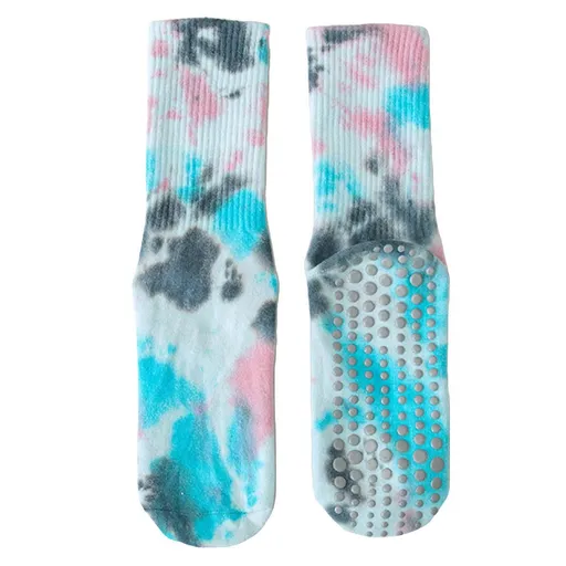 Women's Tie Dye Grip Socks Non Slip Crew Yoga Pilates Fitness Dance Workout Sports Socks