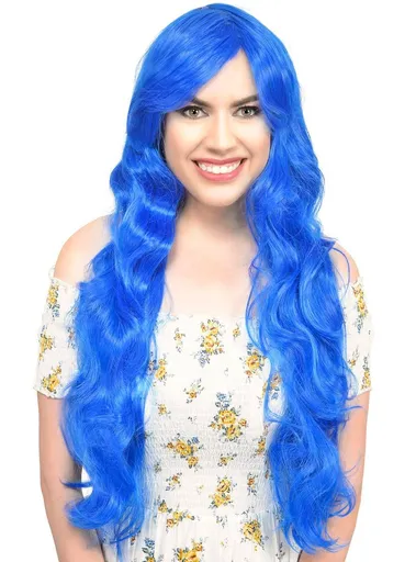 Wig Extra Long Wavy Royal Blue Women's Costume 30 Inches