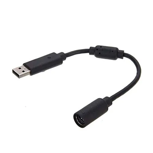 Computer Cables USB Breakaway Cable Cord Adapter for Xbox 360 Wired Gamepad Controller EM88 - (Cable Length Black)