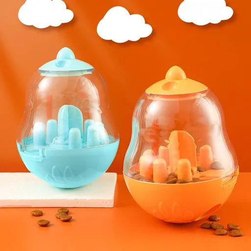 2Pcs Pet Tumbler Feeder Puzzle Toy Pet Training Dispenser-Orange