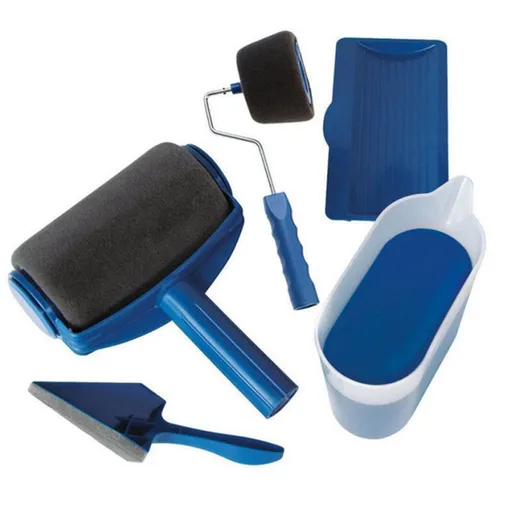 5-piece Paint Roller Set with Fillable Roller and Edger - Leak Proof Wall Painting Kit, Tray and Corner Brush for DIY Home Renovation