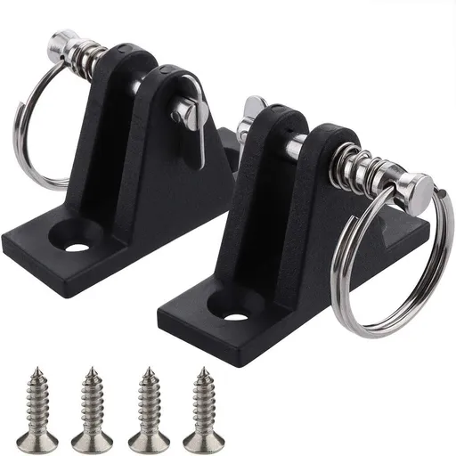 2 Pack Marine Grade Nylon Top 90°Plastic Deck Hinge with Pin and Ring, 316 Stainless Steel, Free Installation Screws