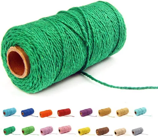 (109 Yards/1.5mm/35 Colors Optional) Cotton Baker Twine DIY Craft Macramé Natural Cotton Rope Craft Making Knitting String Rope DIY Wedding Decor Supply Christmas Wrapping(deep Green)