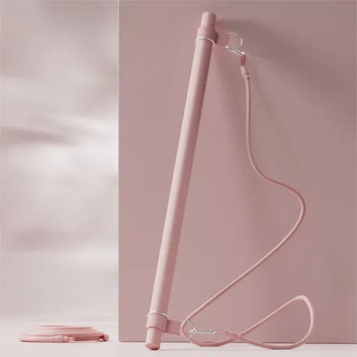Women's Multifunctional Pilates Bar for Home Fitness & Pilates Workout (Pink Macaron Carabiners Style)