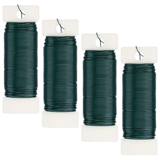 4 Pack Floral Wire, 131 Yards Paddle Wire 22 Gauge Florist Wire Green for Wreath Wire Making Craft, Floral Flower Arrangements and DIY Crafts, Garland