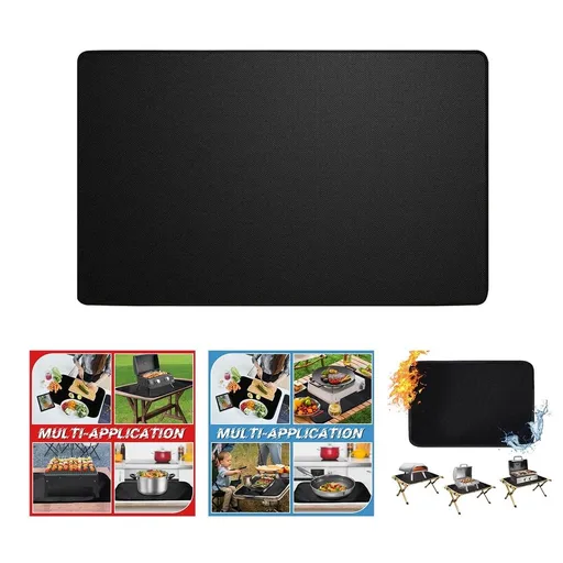 Fireproof Grill Mat, Heat Resistant Fire Pit Pad, Double Sided Oil Proof Waterproof Easy Clean, For BBQ Patio Deck Kitchen Countertop