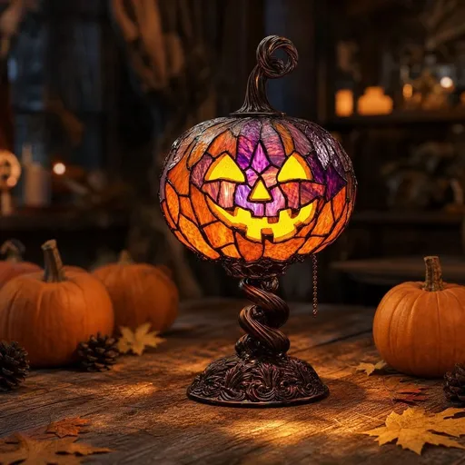 Vintage Glass Halloween Night Light, Gothic Spooky Resin Skull Hat Desktop Decoration, Luminous Warm Yellow Ambient Lamp for Home Fireplace Window Party Décor