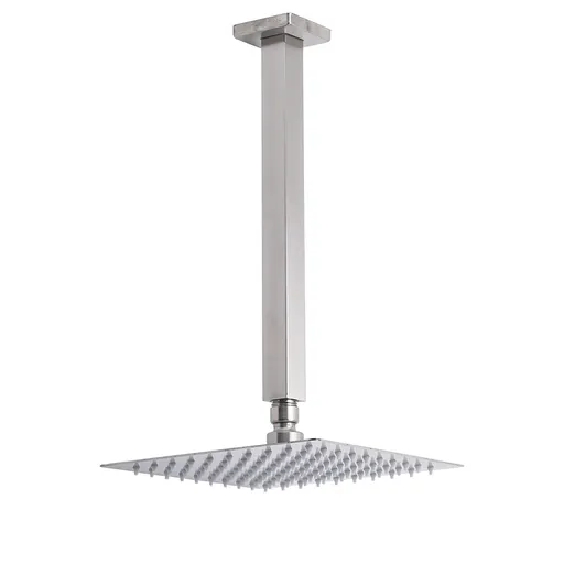 Brushed Nickel Square 8" Rain Shower Head 300mm Brass Ceiling Dropper Arm Set