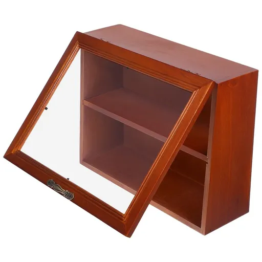 1Set Small Display Cabinet Brown Color 11.8x9.1x4.3in for Collectibles and Decorative Items