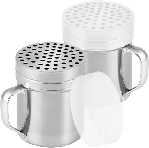 10oz Metal Parmesan Cheese Shakers with Large Holes - With Handle - Chili lakes Dispensers - Pizza Shakers - Pack o 2 | Style: Coarse