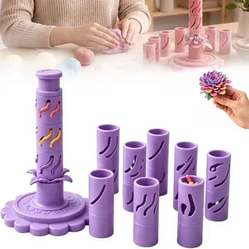 Modelling Clay Flower Maker 3D Modular Design 12 Colors Reusable Press Mold Purple