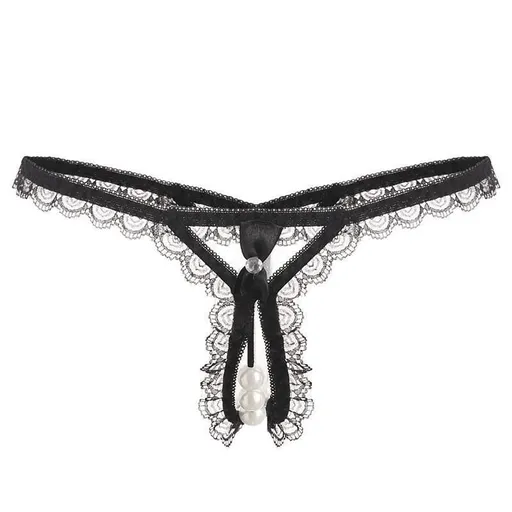 FanTing Nylon Open Crotch G-string Women Underwear Black Free size
