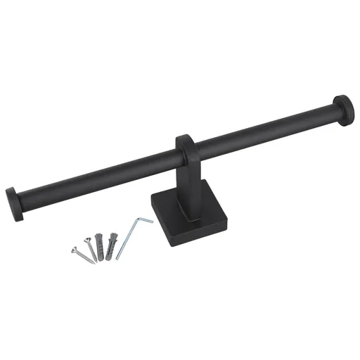 Stainless Steel Toilet Roll Holder Double Ring Toilet Paper Holder Wall Black Smile Home