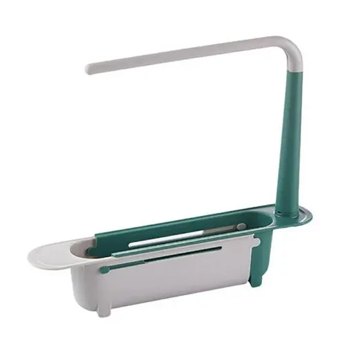 Telescopic Sink Rack Holder Expandable Storage Drain Basket Home Kitchen Tools - Green