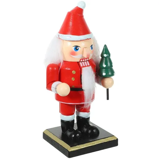 Christmas Wood Santa Nutcracker Figure Red Desktop Decor for Hotel Restaurant and Coffee Shop