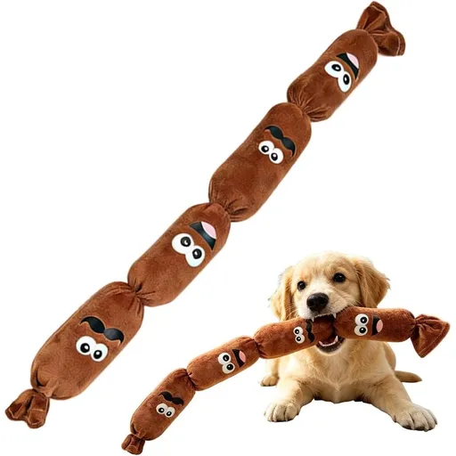 Squeaky Plush Sausage Dog Chew Toy, Interactive Squeaky Toy for Puppy Teething, Boredom and Anxiety Relief for Small to Large Dogs
