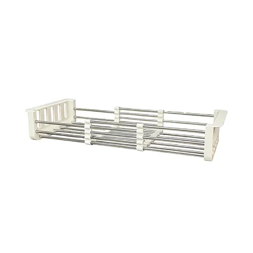 Expandable Over-Sink Drying Rack, Multi-Functional Colander with Utensil Storage, Perfect for Drying Dishes and Rinsing Veggies, Ideal for Small Kitchens and Home Use