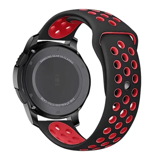 22mm 20mm Silicone Sports Watch Band for Samsung Huawei Huami Two-Tone Strap - 20mm-Red
