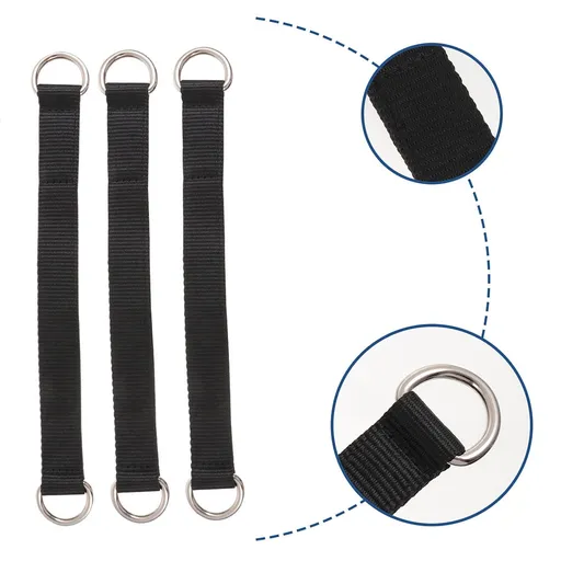 Worgeous 3 Pcs Fitness Horizontal Bar Strap Hanging Training Belt Pull Ups Black