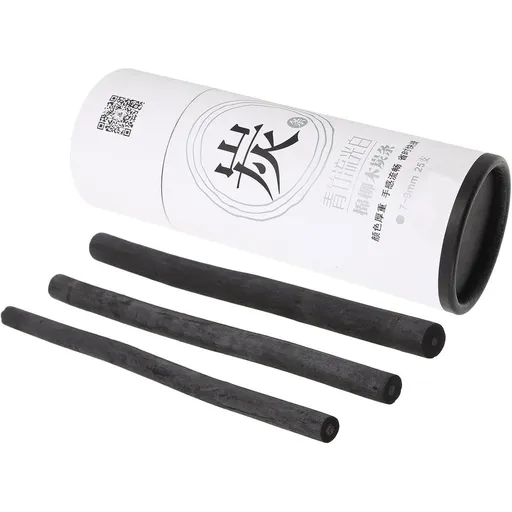 Charcoal Sticks Black Willow 25 Piece Set 7-9mm Soft Smooth Blending Easy Smudging for Drawing and Sketching