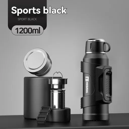 316 Stainless Steel Thermos Large Capacity Thermos Portable Thermos Flask - Black - Size 1200ml