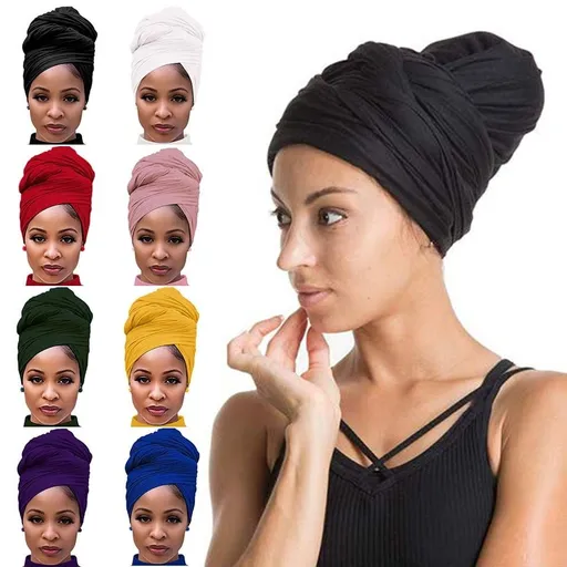 Head Wraps for Black Women African Head Wrap Lightweight for Women Long Plain Turban Hair Scarf Scarves