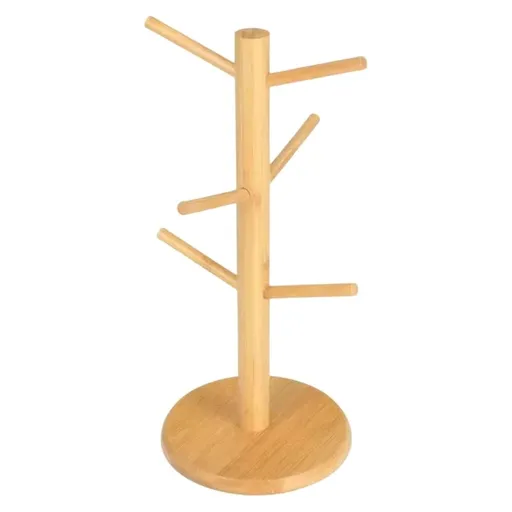 1 Pcs Coffee Mug Tree with 5 Hooks, Mug Tree Stand, Wood Coffee Cup Holder, Countertop Mug Tree Mug Stand Kitchen Organizer Coffee Mug Tree for Counter Organizer