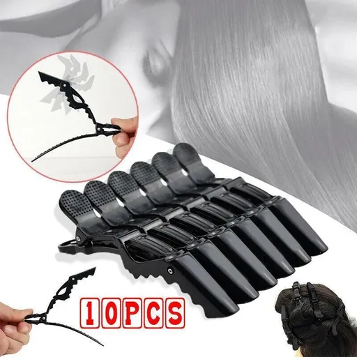 10X Matte Black Crocodile Hair Clips for Salon Hairdressing