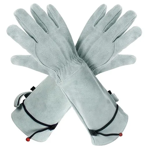 Thorn Proof Gardening Gloves, Long Gardening Gloves for Men & Women, Breathable Cowhide Leather Padded Yard Work（white）