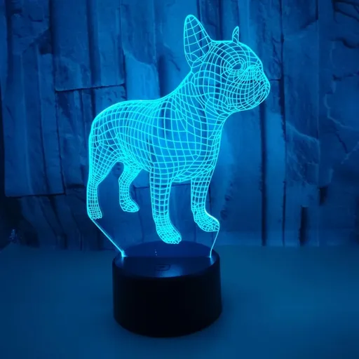 JUSCH 3D Bulldog Night Light 16 Colors Changing Optical Illusion Lamp with Remote Birthday Valentine's Day Gift Idea for babies Boys Girls B091-182