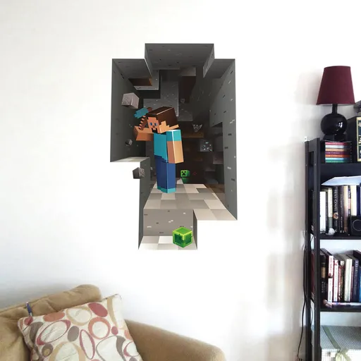 New Style 2-Pack Minecraft Giant Peel and Stick Wall Sticker Cartoon Stic—yux