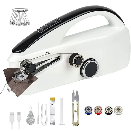 Mini Handheld Electric Sewing Machine Dual Speed & Power Supply, Portable Mending & DIY Craft Tool for Clothes, Tote Bags & Home Repairs
