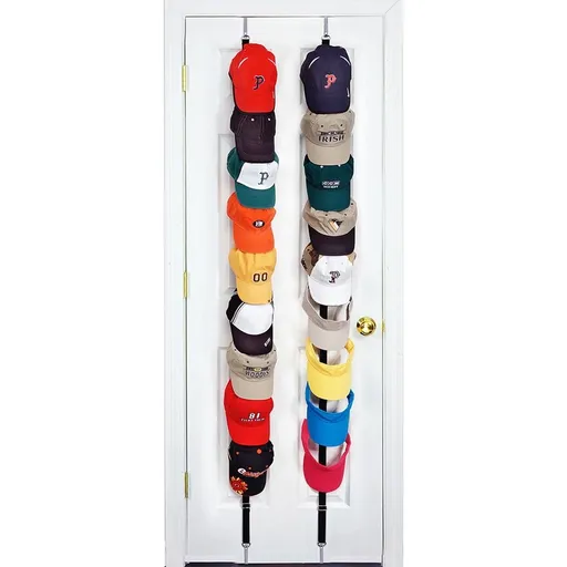 Over-The-Door Hat Rack And Organizer | Baseball Cap Rack | Home Décor Style | Over The Door Hat Rack | Hat Rack For Door | Two Straps | Holds Up To 18 To 36 Caps | Black