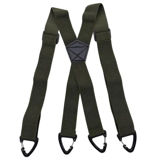 1.5 Inch X-Back Hidden Elastic Suspenders with 4 Metal Clips, Heavy-Duty Corn Weave Braces for Men Women Work Wear and Outdoor Use, 2PCS Dark Green 120x3.8cm