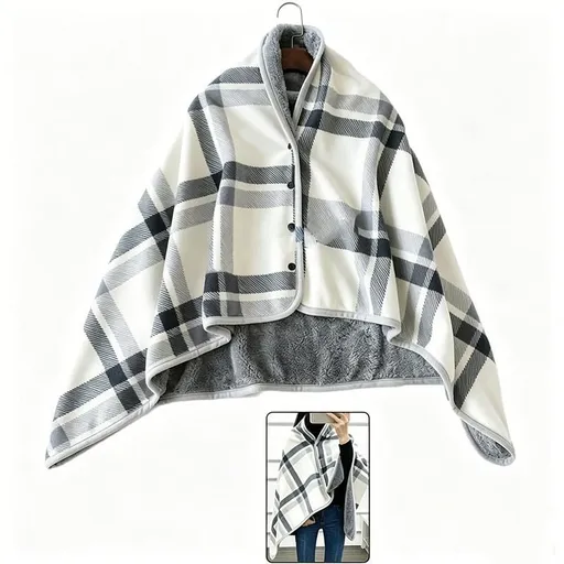 Hooded Thermal Blanket Sleeveless Design Universal Wheelchair Warm Cover Gray - 80*130cm