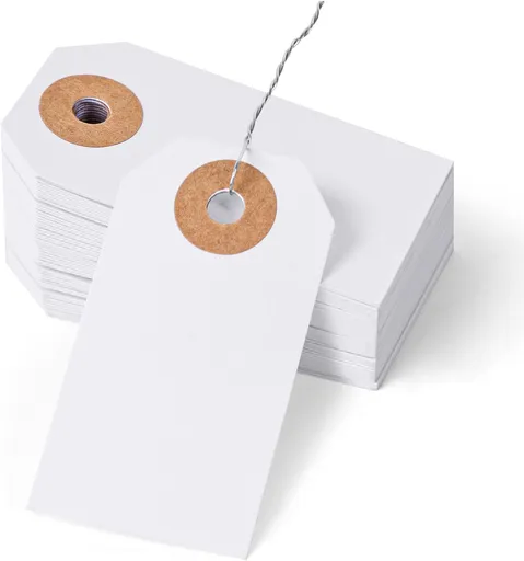 Blank Pricing Tags with Wire, 100 PCS Manila Shipping Tags 2 3/4" x 1 3/8", Blank Wire Labels for Garage Sales, Inventory Machinery, Vintage Clothing, Jewelry Pricing, White