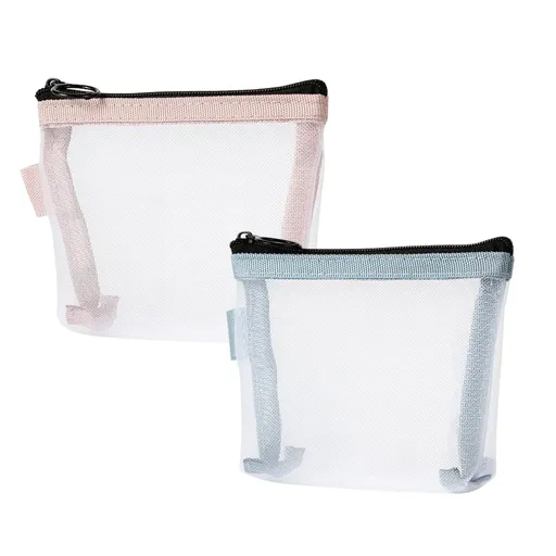 2PCS Mini Makeup Bag,Zipper Mesh Makeup Bags,Pocket Cosmetic Bag,Portable Small Make Up Bags for Women