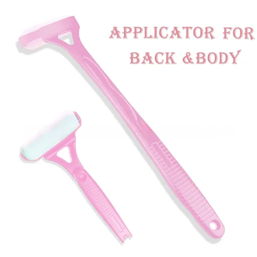Pink Foldable Long-Handle Back Lotion Applicator with Sponge Roller Head for Sunscreen, Body Lotion and Shaving Foam