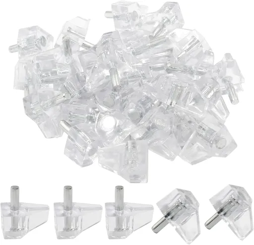 Biaungdo Clear Shelf Support Pegs, 30 Pcs 3mm Plastic Shelf Pins Small Cabinet Shelf Pegs Shelf Holder Pins Bracket Replacement Pegs Cabinet Shelf Clips for Kitchen Furniture Book Shelves Cupboard