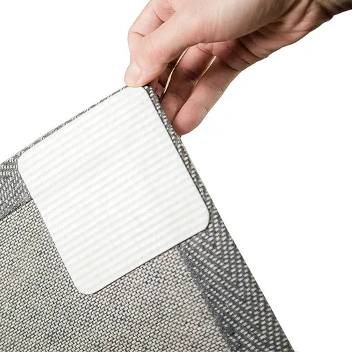 12-Pack Rug Gripper Pads with Micro-Groove Surface for Anti-Slip Stability, Reusable & Residue-Free, Ideal for Entryways, Bathrooms, Kitchens, and Living Rooms (White)
